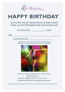 Gutschein Geburtstag Taenzerin mit Codefeld